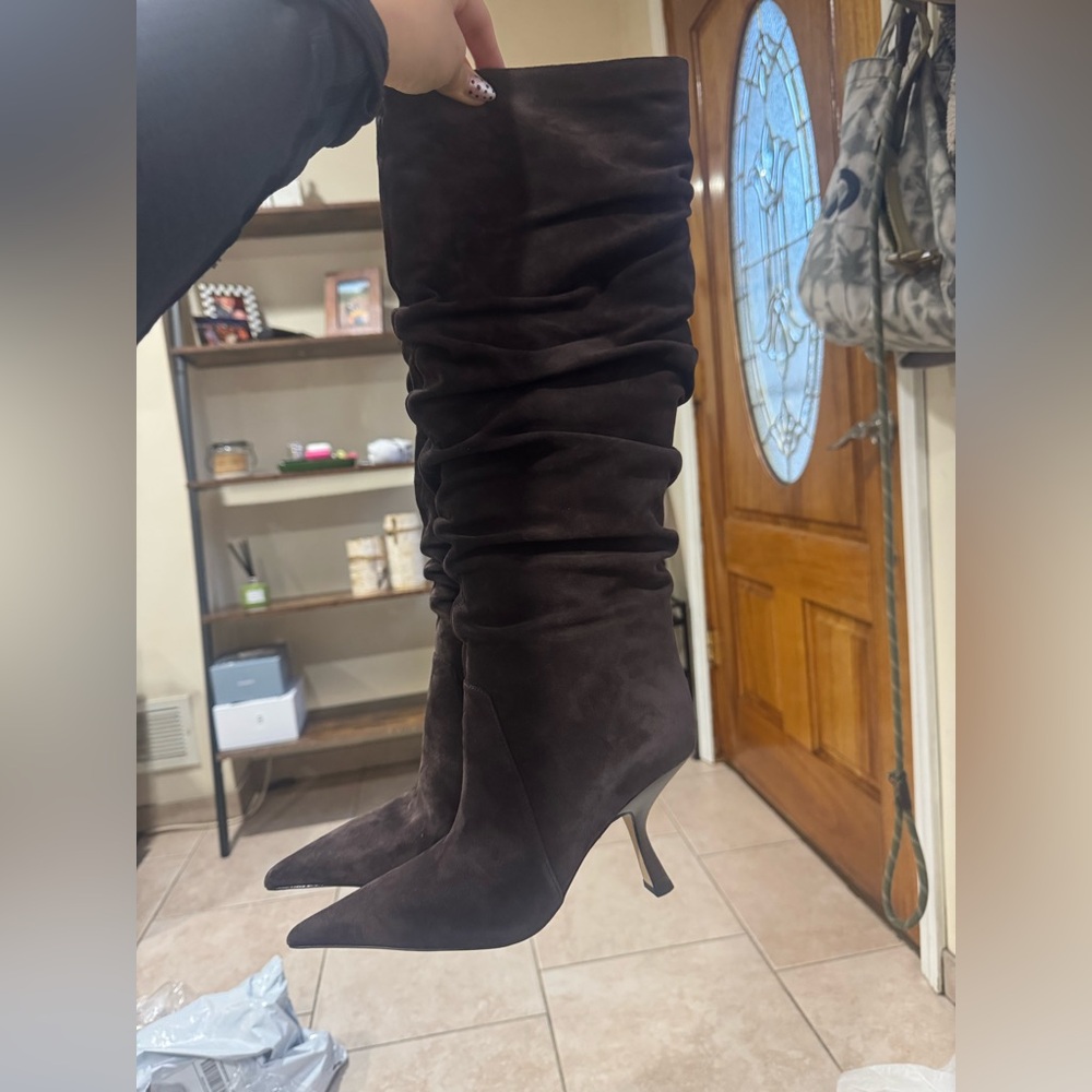 Michael Kors Dark Brown Suede Heeled Boots